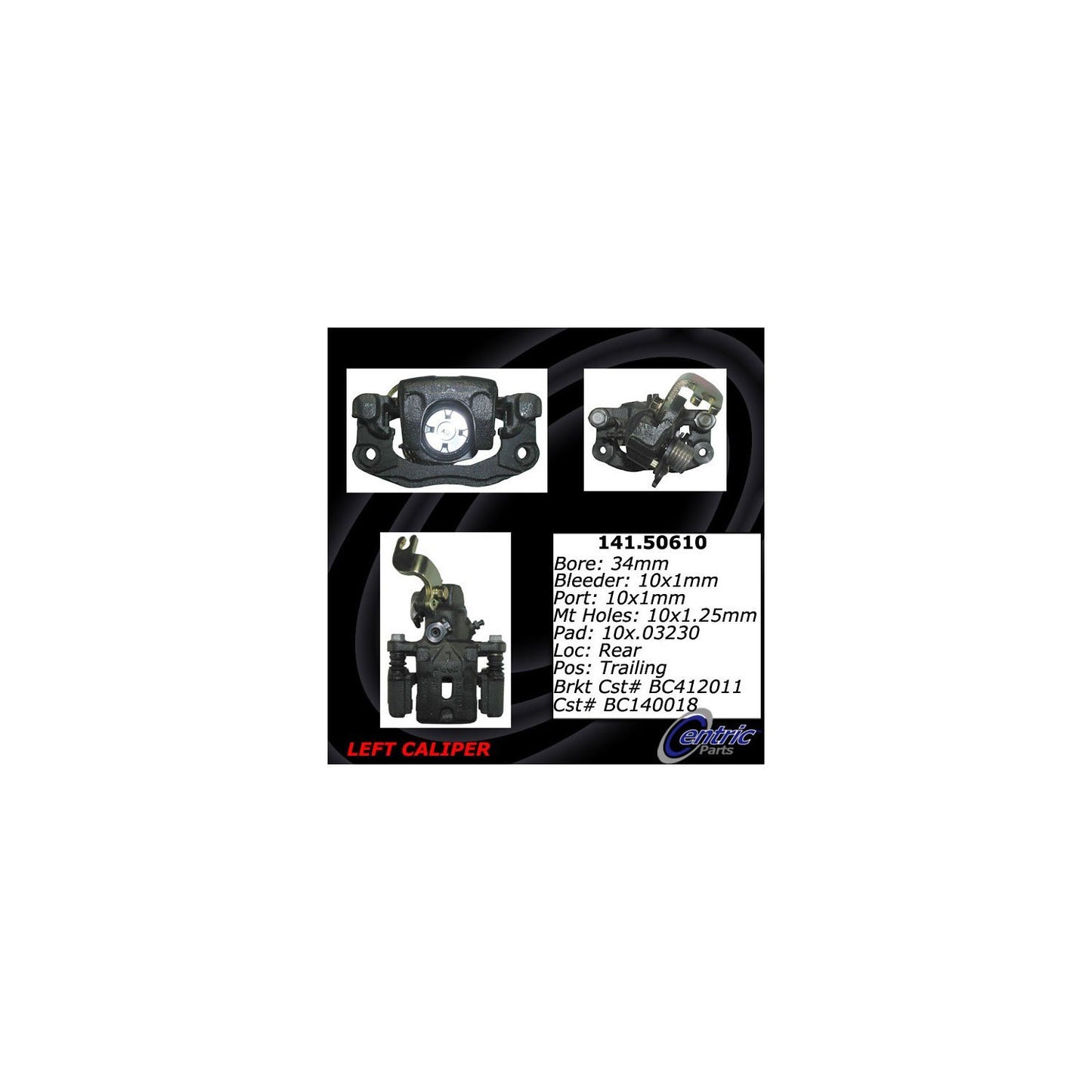 Stoptech Centric Semi-Loaded Brake Caliper - Rear Left 141.50610