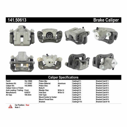 Centric Parts Disc Brake Caliper Semi-Loaded with Anti-Corrosion Finish for 2007-2009 Kia Rondo 141.50613