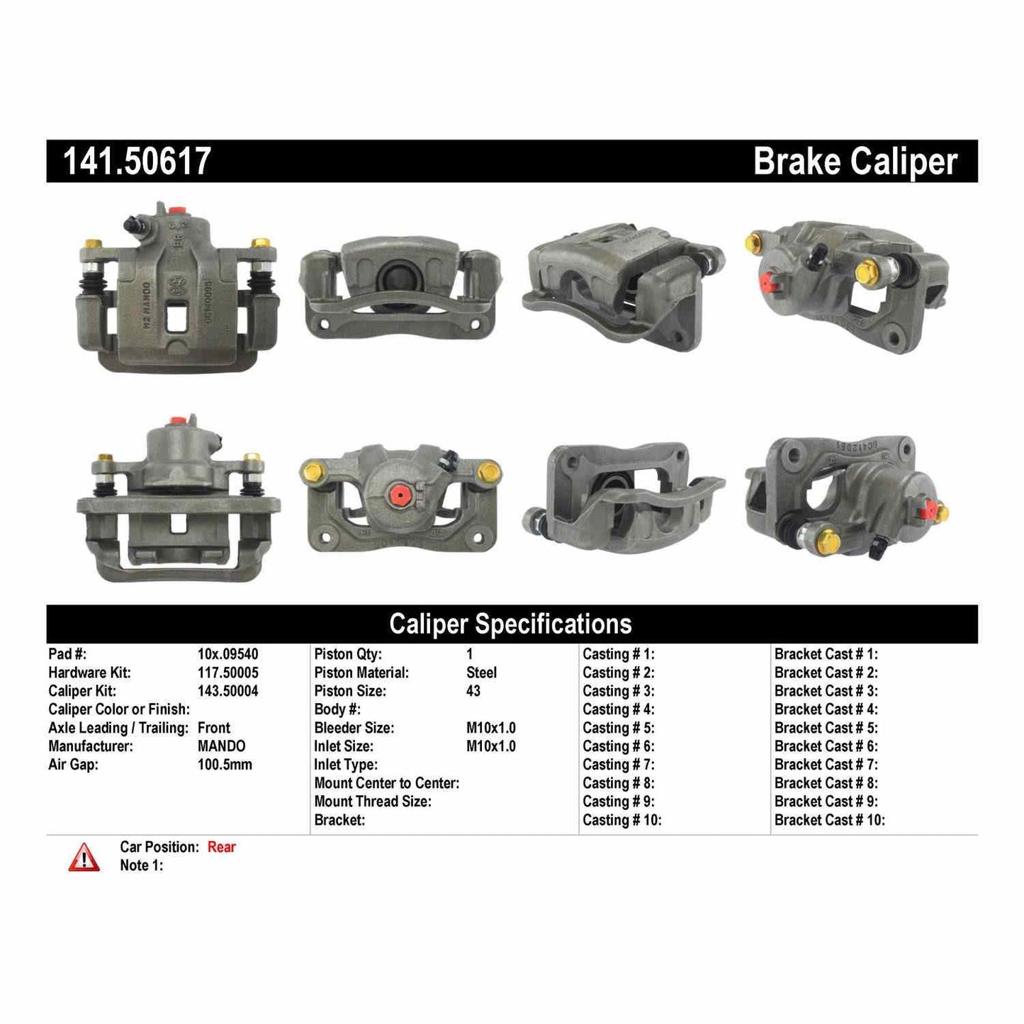Centric Parts Semi-Loaded Brake Caliper 141.50617