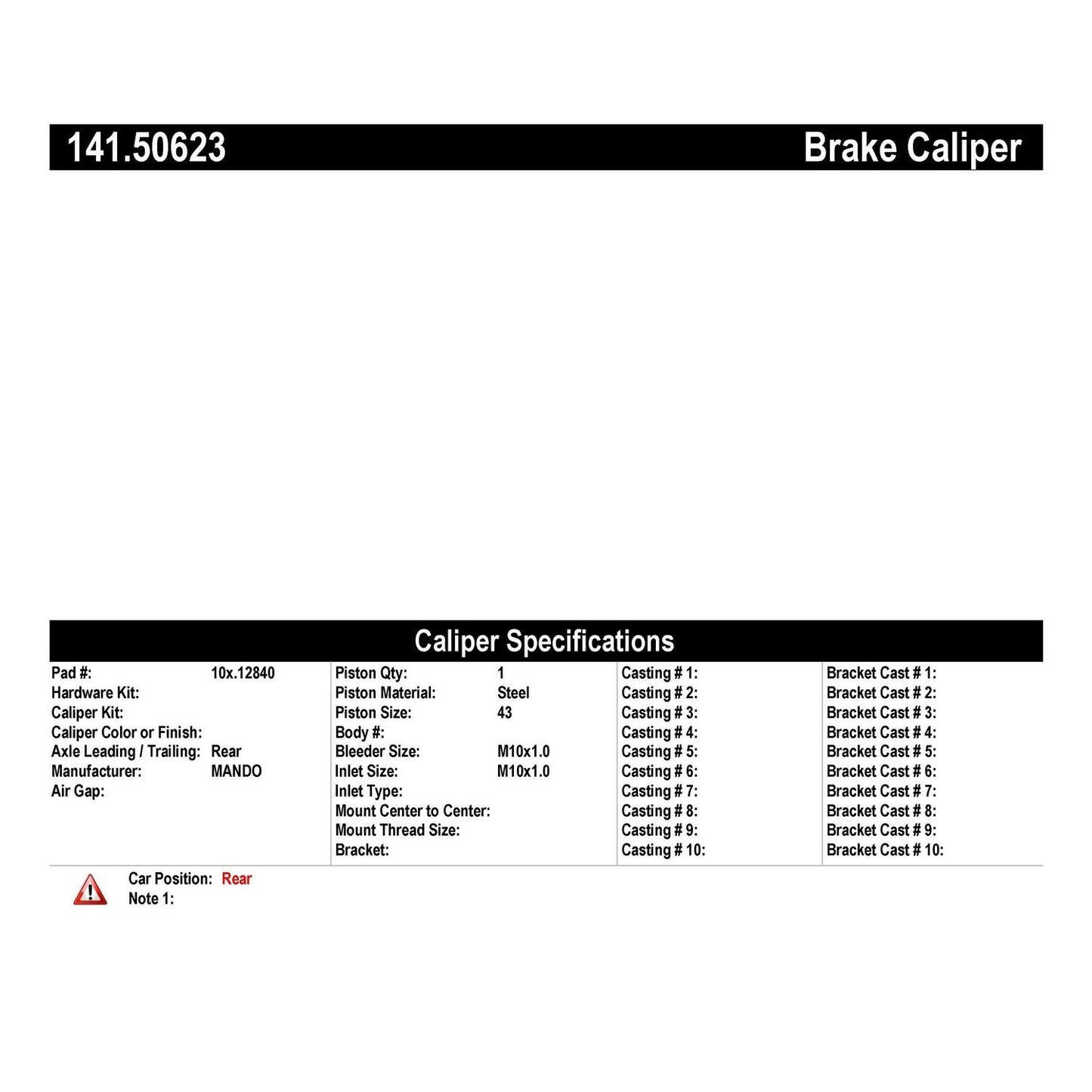 Centric Parts Semi-Loaded Brake Caliper 141.50623