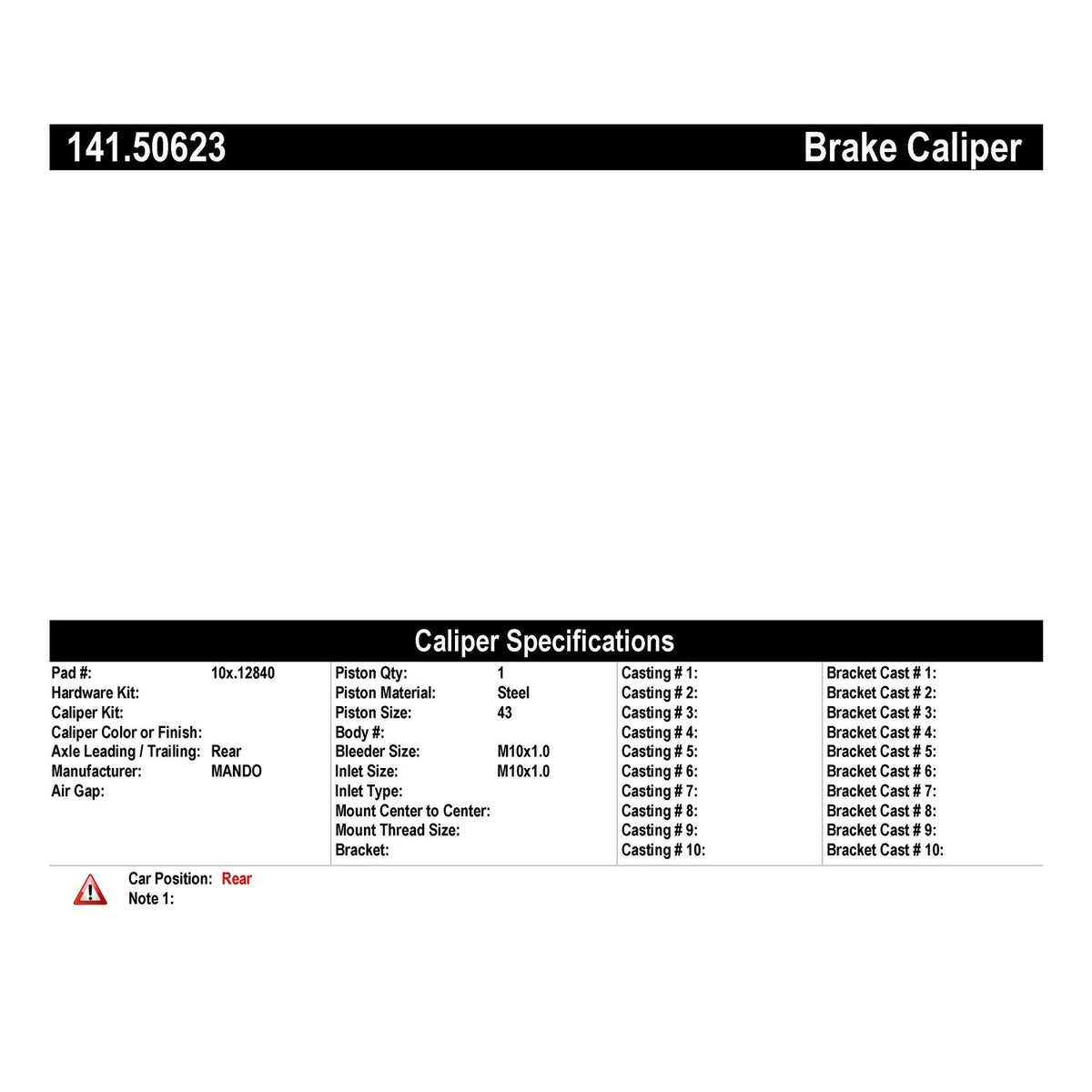 Centric Parts Disc Brake Caliper Semi-Loaded with Anti-Corrosion Finish for 2009-2011 Kia Borrego 141.50623