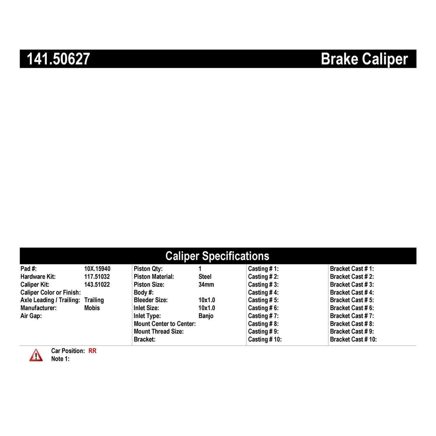 Centric Parts Semi-Loaded Brake Caliper 141.50627