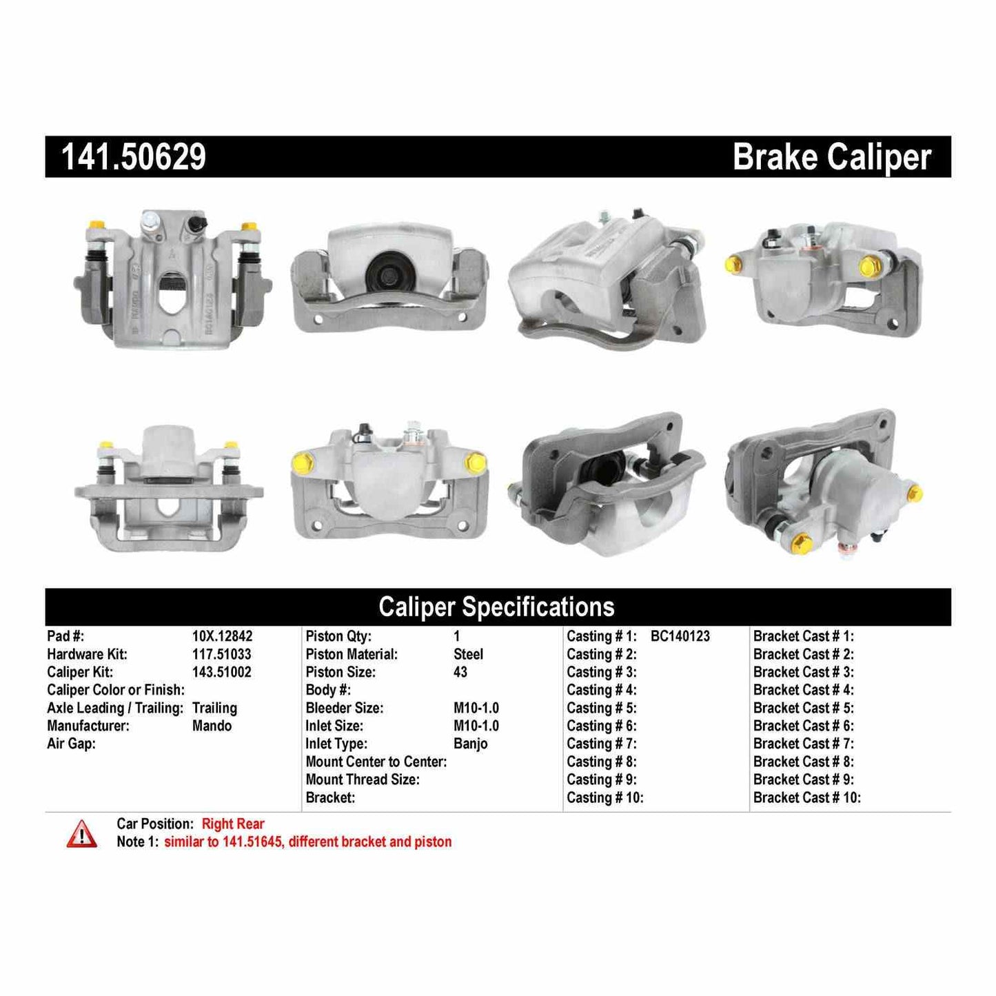 Centric Parts Disc Brake Caliper Semi-Loaded with New Phenolic Pistons for 2013-2016 Hyundai Santa Fe & Kia Sorento 2014-2020 141.50629