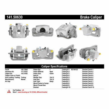 Centric Parts Semi-Loaded Brake Caliper with New Phenolic Pistons 141.50630
