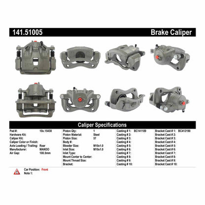 Centric Parts Semi-Loaded Brake Caliper 141.51005