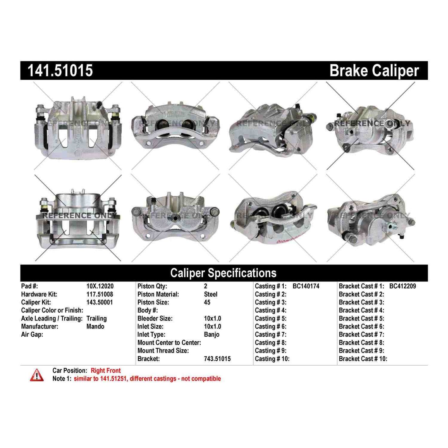 StopTech Semi-Loaded Brake Caliper 141.51015