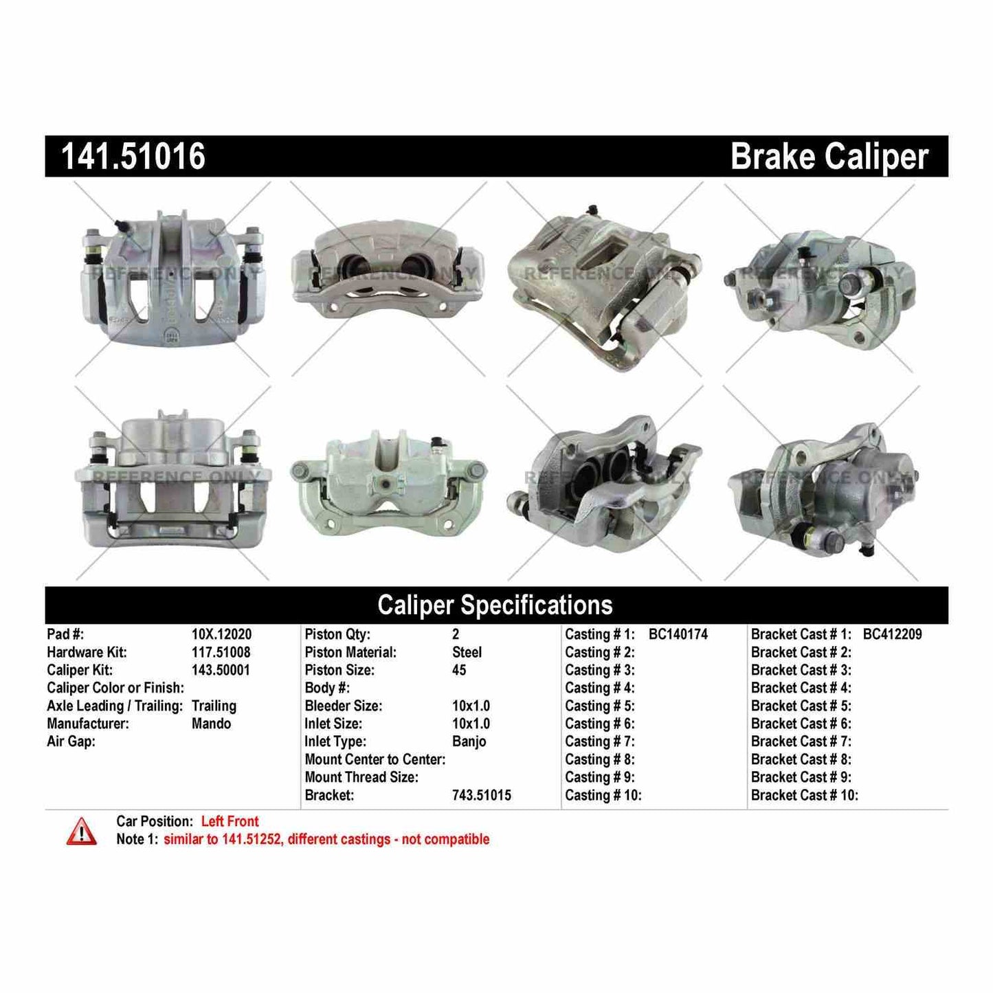 Centric Parts Disc Brake Caliper Semi-Loaded with anti-corrosion finish for 2013-2019 Hyundai Santa Fe 141.51016