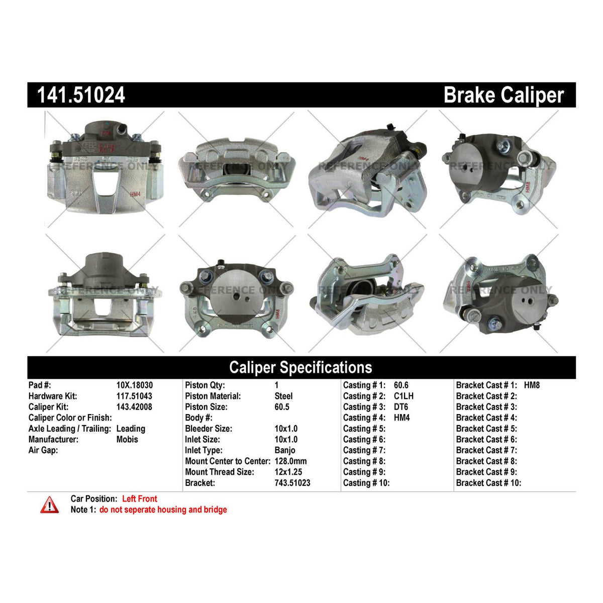 Centric Parts Semi-Loaded Brake Caliper 141.51024