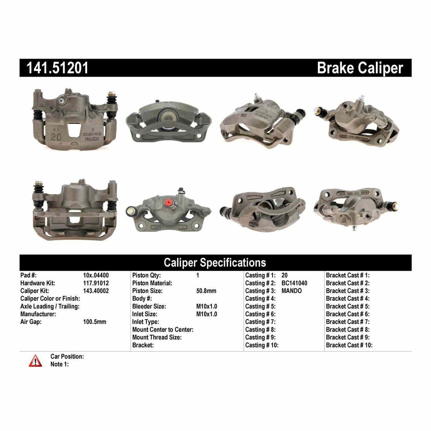 Centric Parts Disc Brake Caliper Semi-Loaded with Anti-Corrosion Finish for 1995-1999 Hyundai Accent, 1987-1989 Excel, 1985-1987 Stellar, 1987-1989 Mitsubishi Precis