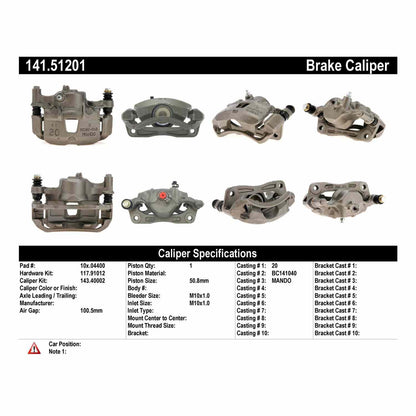 Centric Parts Disc Brake Caliper Semi-Loaded with Anti-Corrosion Finish for 1995-1999 Hyundai Accent, 1987-1989 Excel, 1985-1987 Stellar, 1987-1989 Mitsubishi Precis