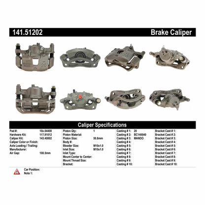 Centric Parts Semi-Loaded Brake Caliper 141.51202