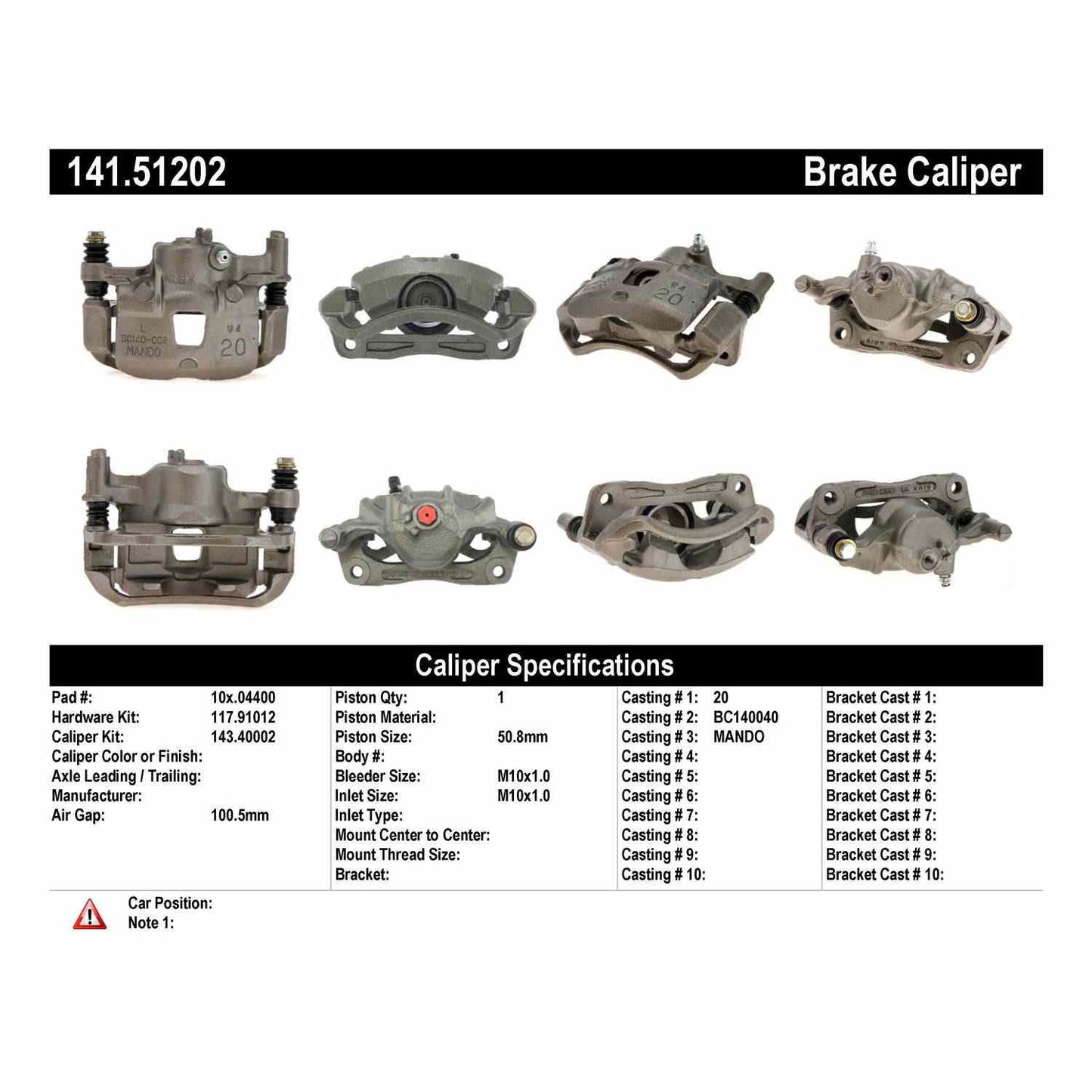 Centric Parts Disc Brake Caliper Semi-Loaded with Anti-Corrosion Finish for 1995-1999 Hyundai Accent, 1987-1989 Excel, 1985-1987 Stellar, 1987-1989 Mitsubishi Precis