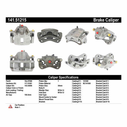 Centric Parts Semi-Loaded Brake Caliper 141.51215