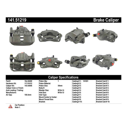 Centric Parts Disc Brake Caliper Semi-Loaded with Anti-Corrosion Finish for 2004-2006 Dodge Verna 2000-2005 Hyundai Accent 141.51219