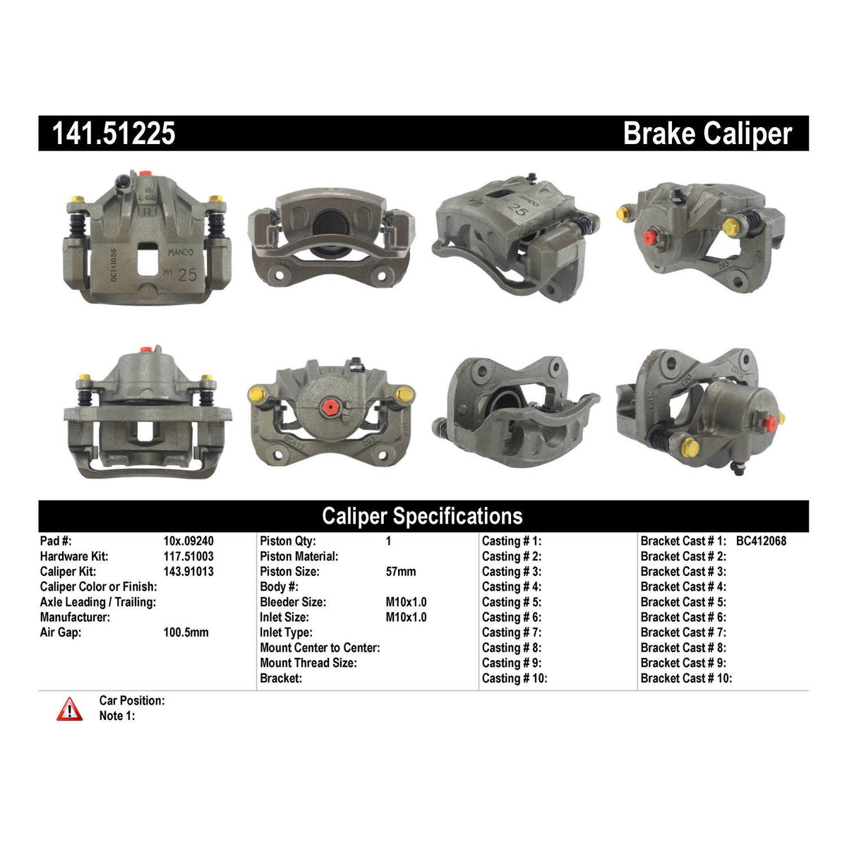 Stoptech Centric Semi-Loaded Brake Caliper - Front Right 141.51225