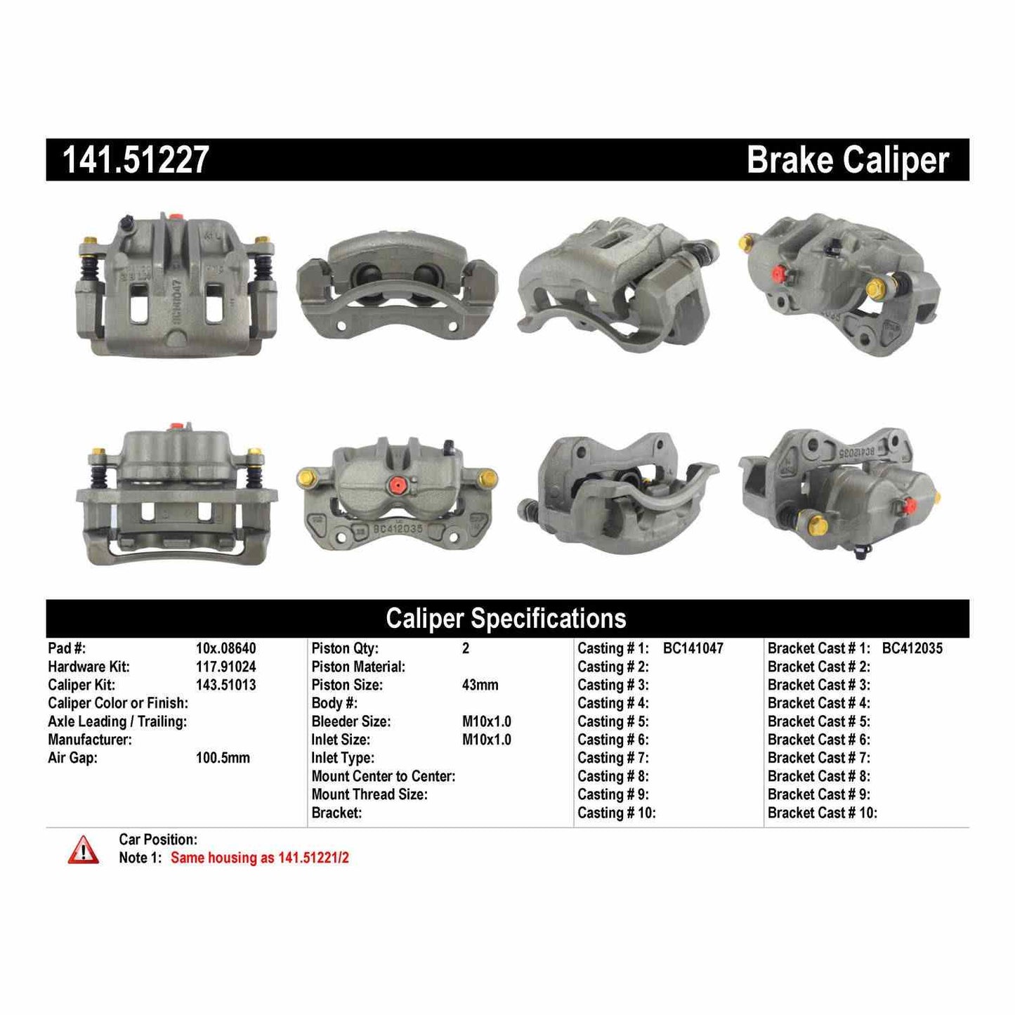 Centric Parts Disc Brake Caliper Semi-Loaded for 2001-2006 Hyundai Santa Fe 141.51227
