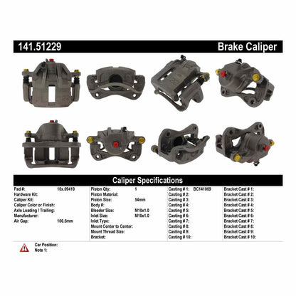 Centric Parts Disc Brake Caliper Semi-Loaded for 2002-2005 Hyundai Elantra 141.51229