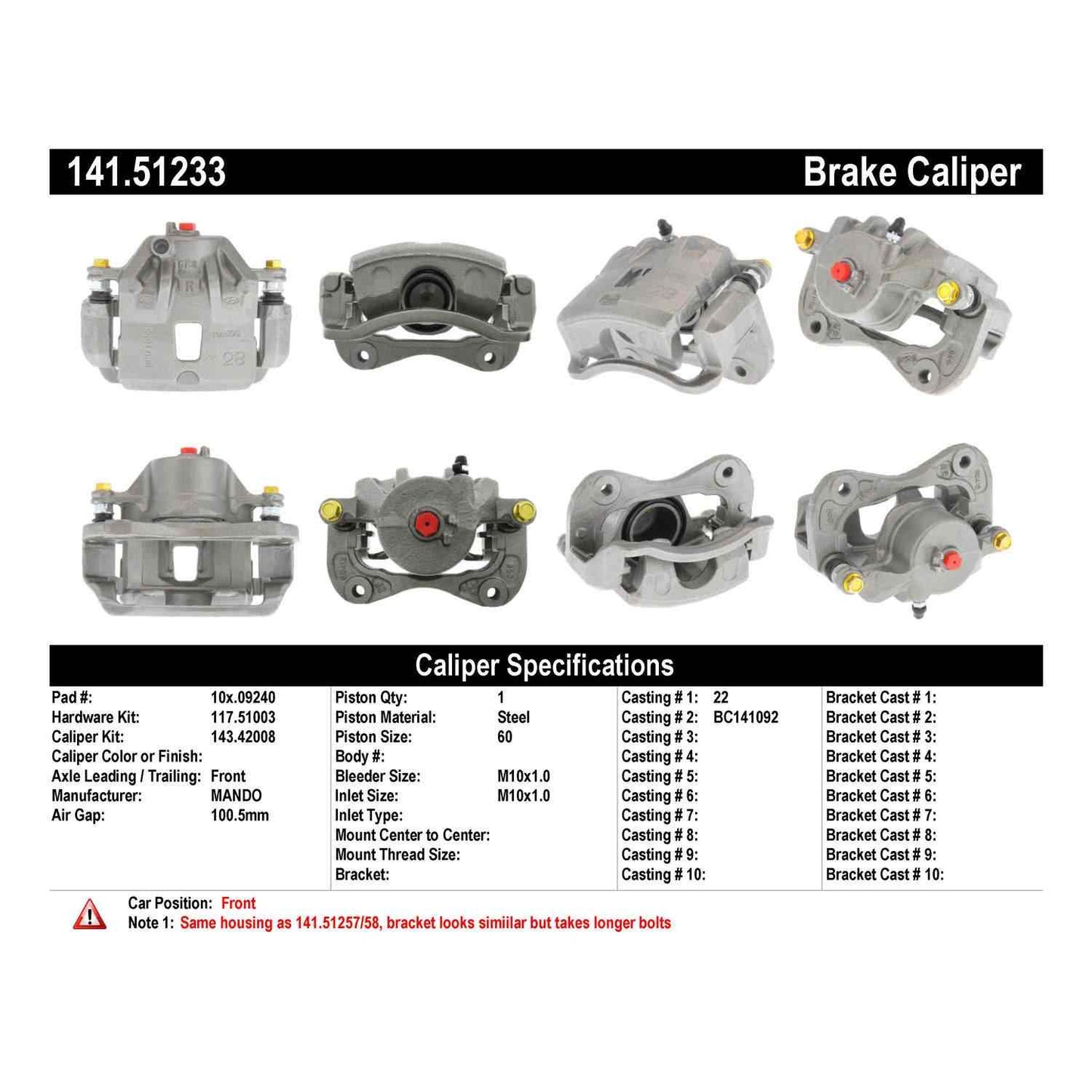Centric Parts Semi-Loaded Brake Caliper 141.51233