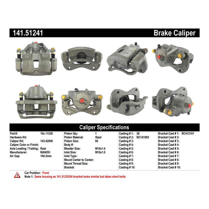 Centric Parts Disc Brake Caliper Semi-Loaded for 2005-2008 Hyundai Sonata 141.51241