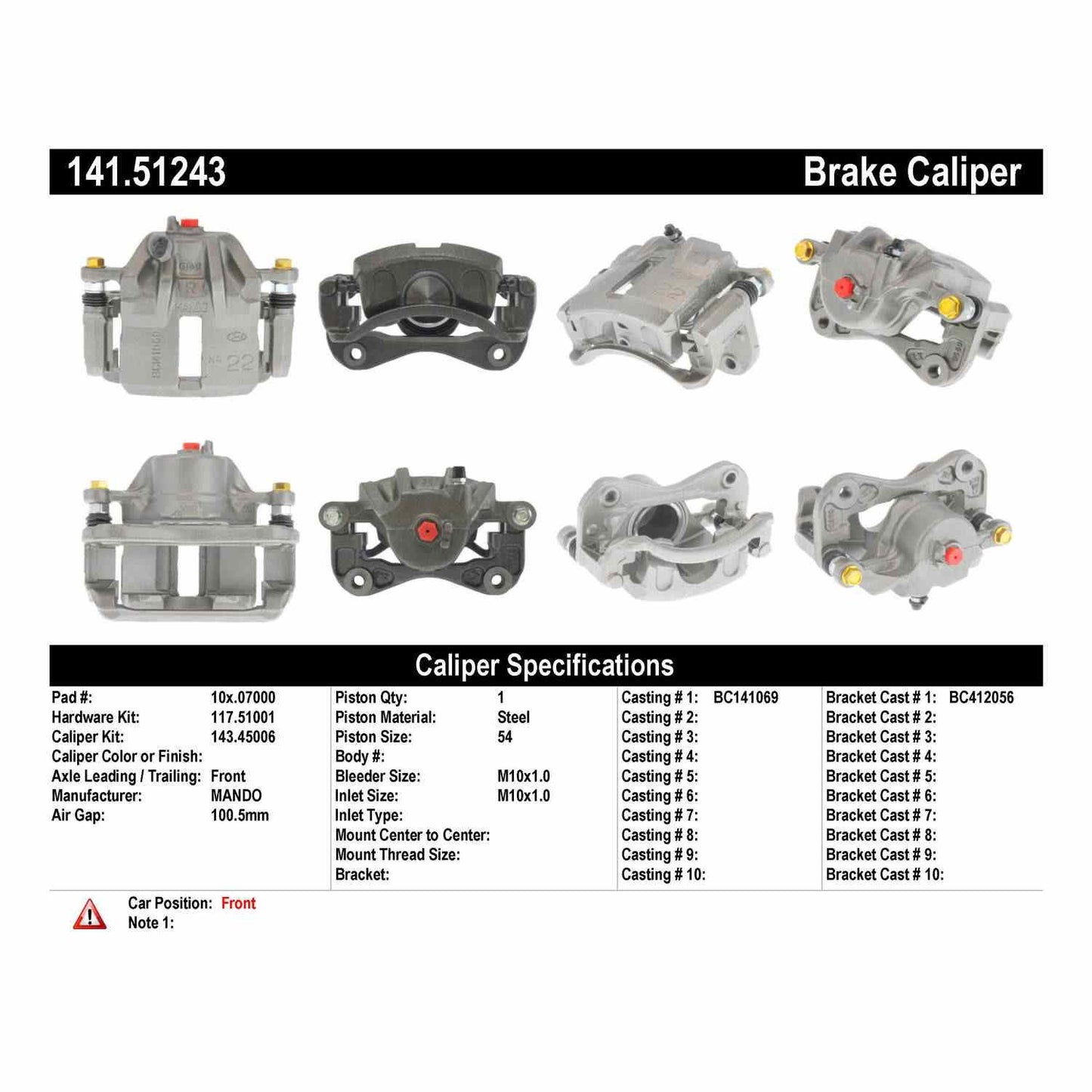 Centric Parts Disc Brake Caliper Semi-Loaded for 2005-2006 Hyundai Elantra 141.51243
