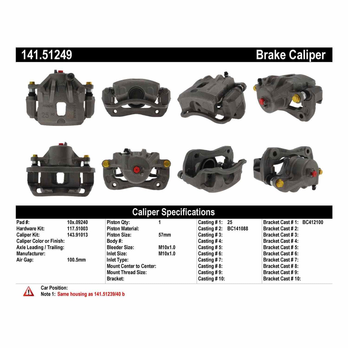 Stoptech Centric Semi-Loaded Brake Caliper - Front Right 141.51249