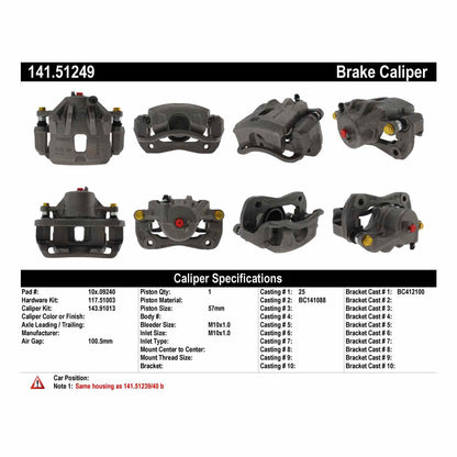Stoptech Centric Semi-Loaded Brake Caliper - Front Right 141.51249