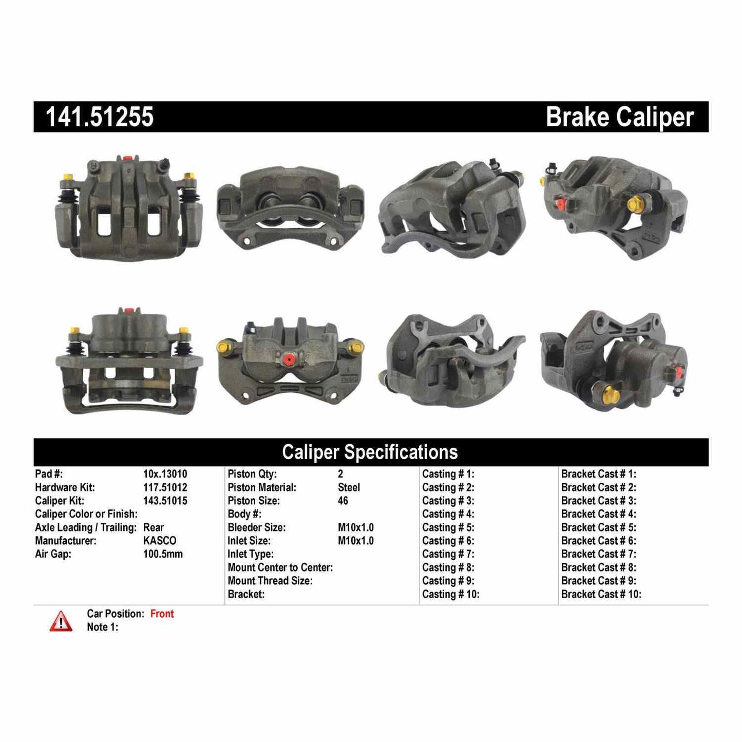 Stoptech Centric Semi-Loaded Brake Caliper - Front Right 141.51255
