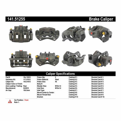 Centric Parts Disc Brake Caliper Semi-Loaded with Anti-Corrosion Finish for 2007-2012 Hyundai Veracruz 141.51255