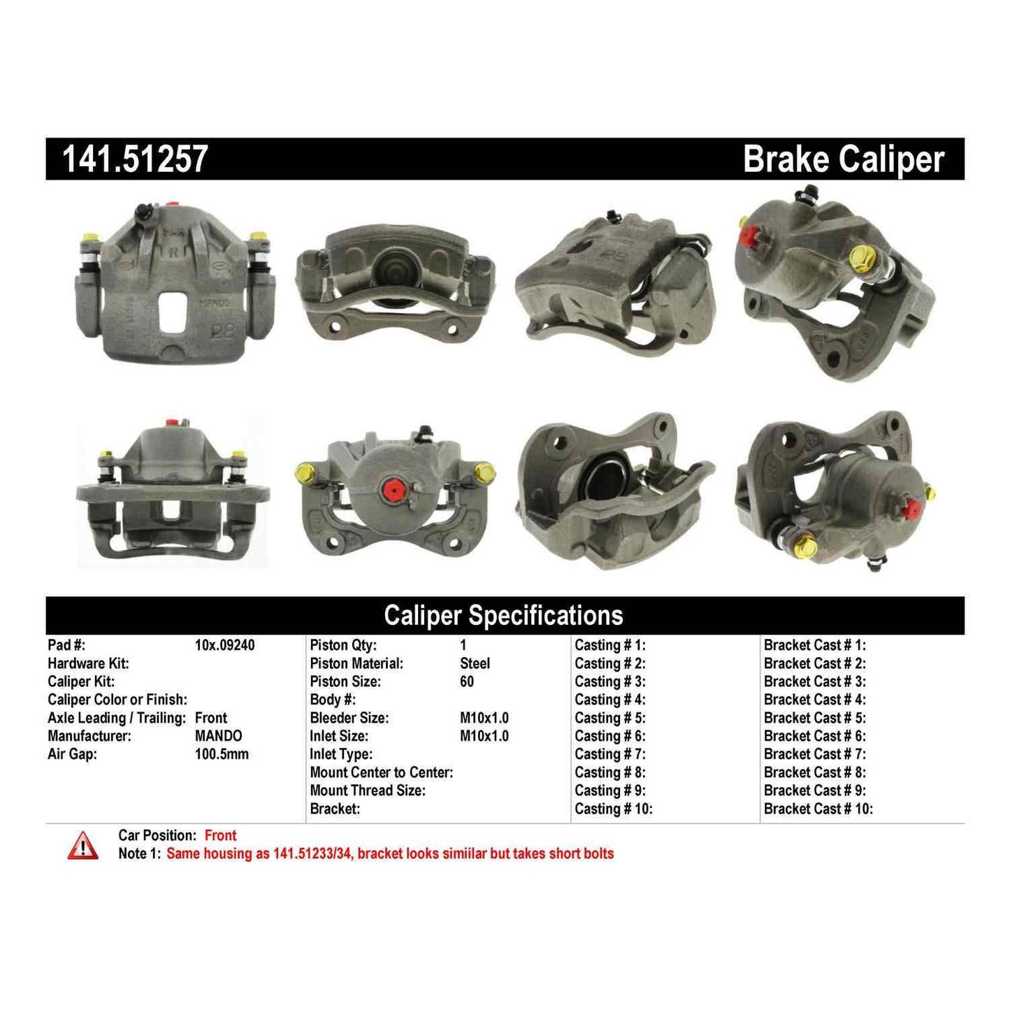 Centric Parts Semi-Loaded Brake Caliper 141.51257