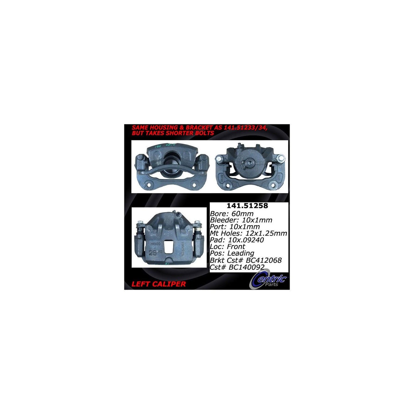 Centric Parts Semi-Loaded Brake Caliper 141.51258
