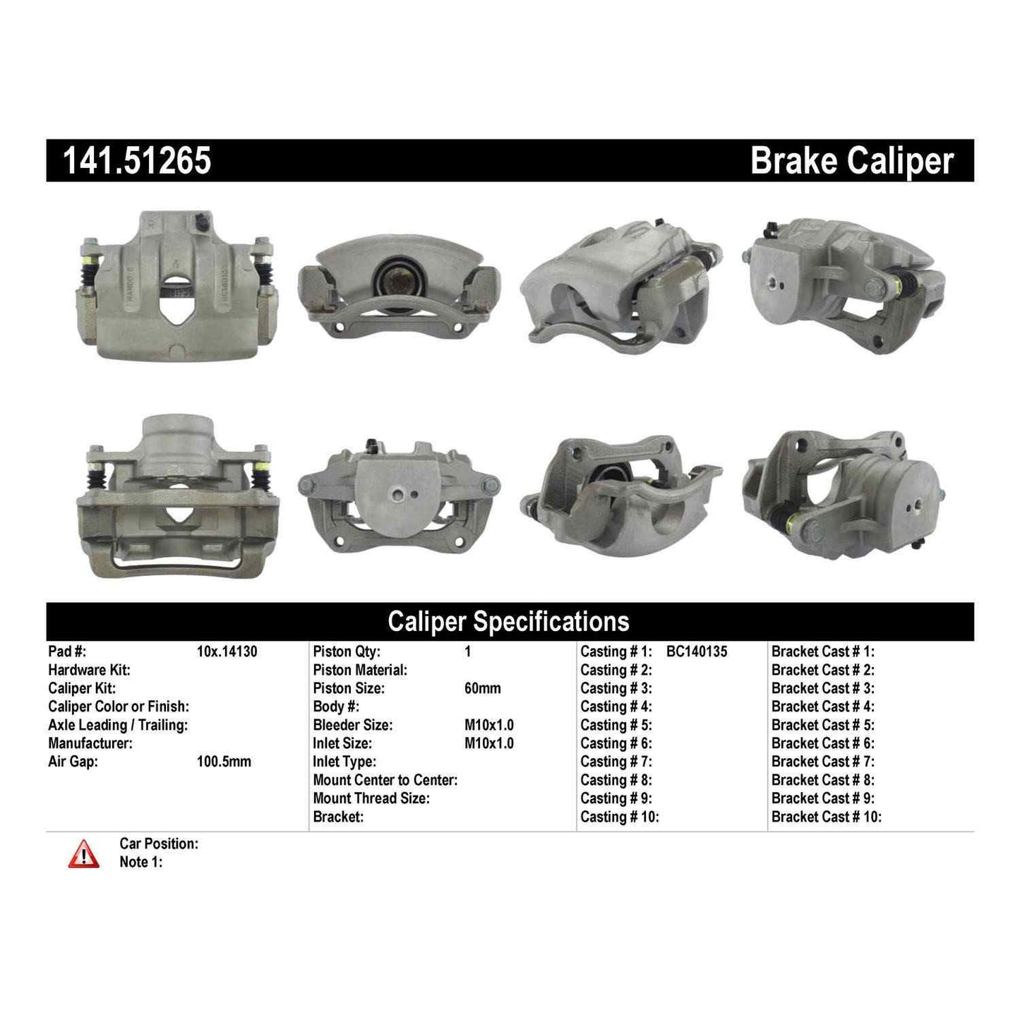 Centric Parts Semi-Loaded Brake Caliper 141.51265