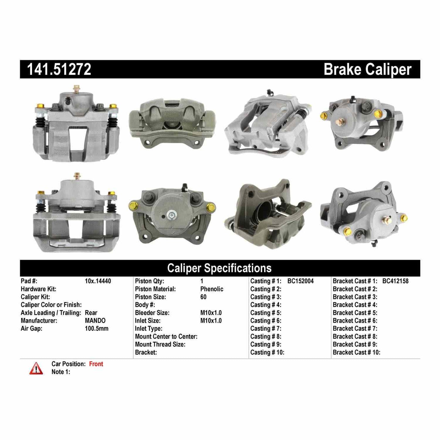 Stoptech Centric Semi-Loaded Brake Caliper - Front Left 141.51272