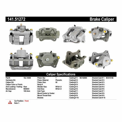 Stoptech Centric Semi-Loaded Brake Caliper - Front Left 141.51272