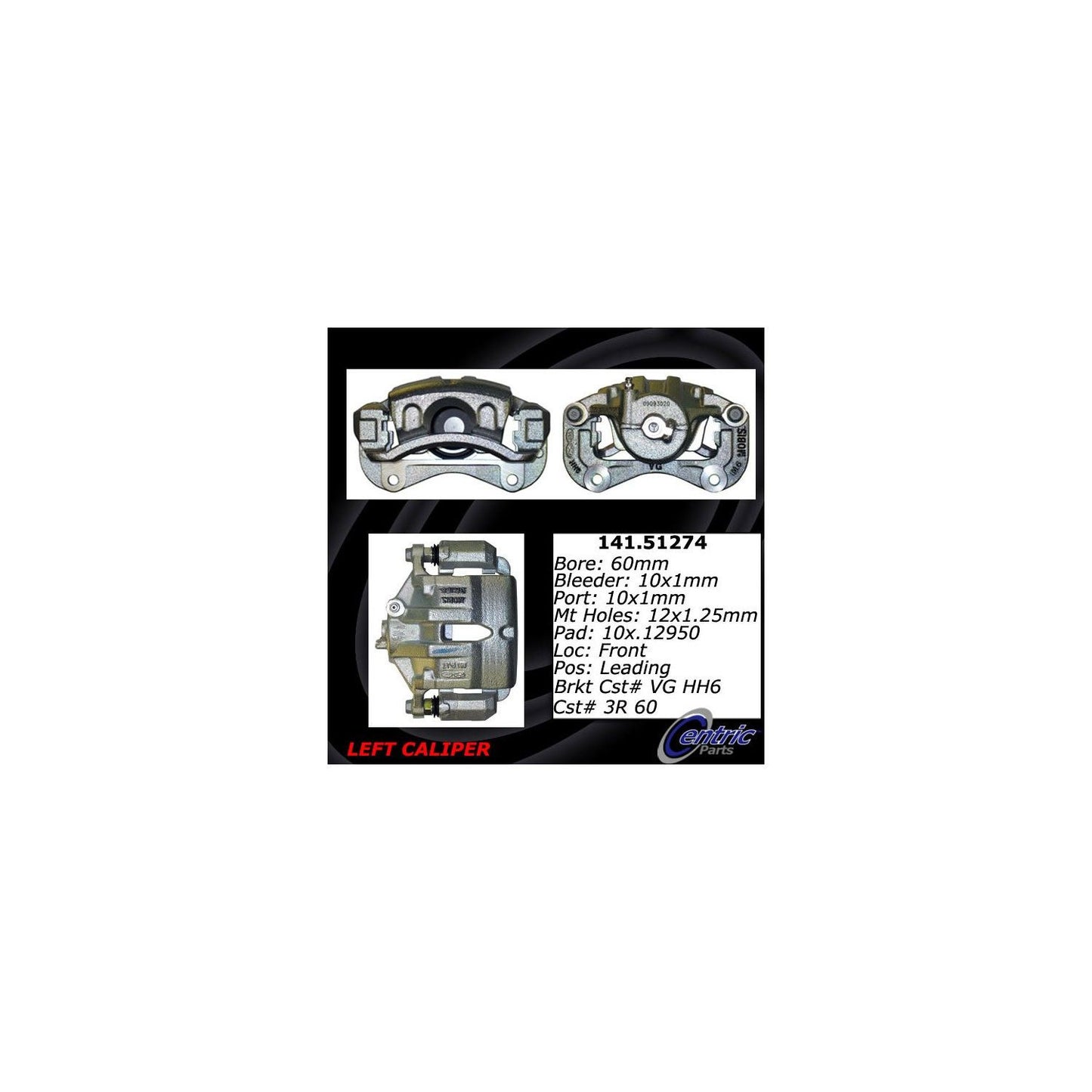 Centric Parts Disc Brake Caliper Semi-Loaded with Anti-Corrosion Finish for 2010-2015 Hyundai ix35 Tucson Kia Sportage 141.51274