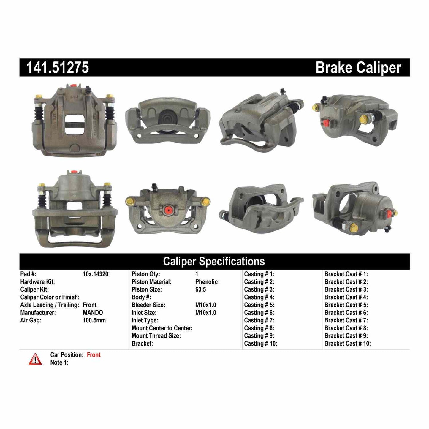 Centric Parts Semi-Loaded Brake Caliper 141.51275