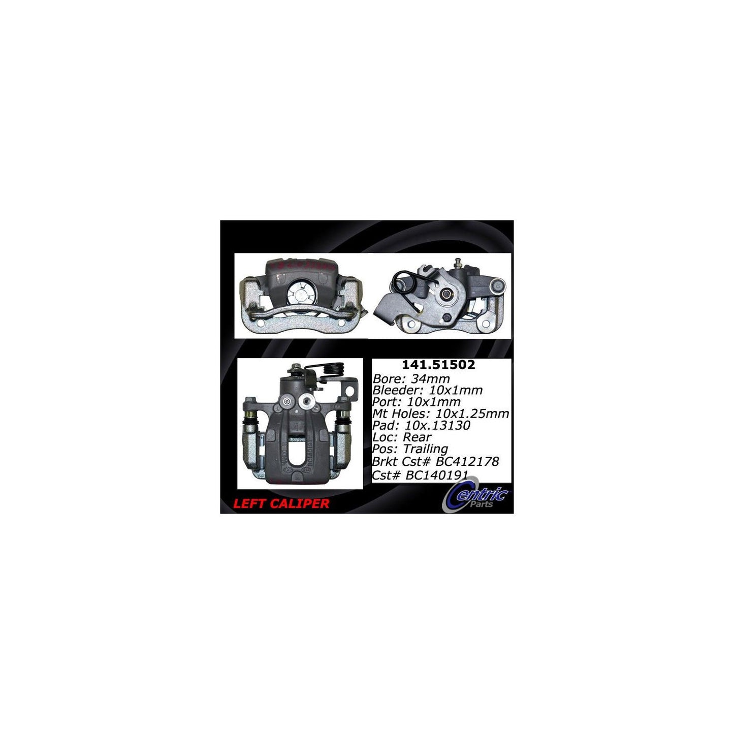 Centric Parts Disc Brake Caliper with Anti‑Corrosion Finish 141.51502