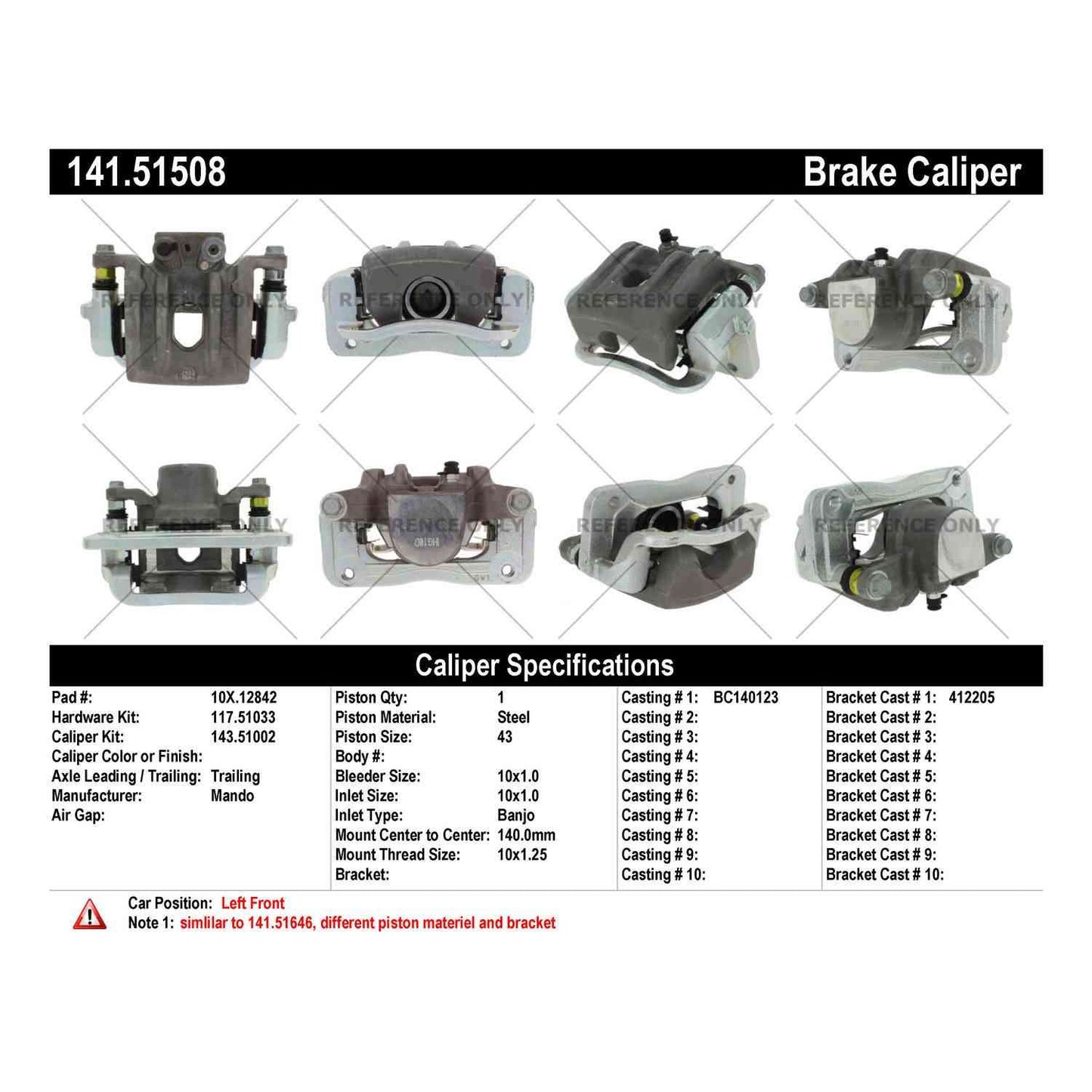 Centric Parts Semi-Loaded Brake Caliper 141.51508