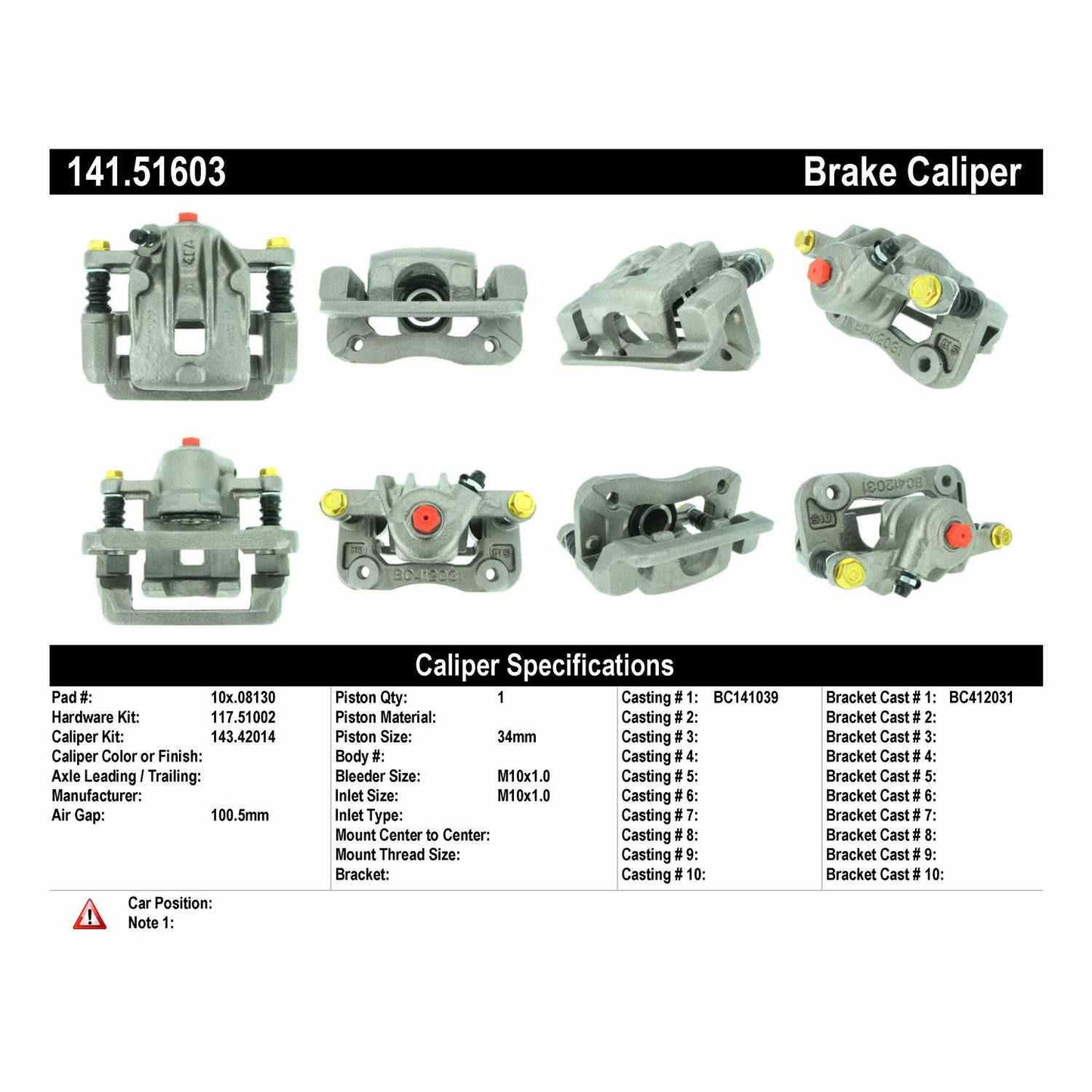 Stoptech Centric Semi-Loaded Brake Caliper - Rear Right 141.51603