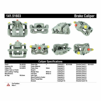 Stoptech Centric Semi-Loaded Brake Caliper - Rear Right 141.51603