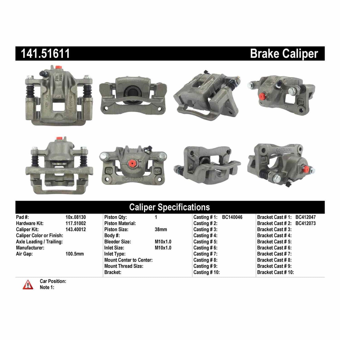 Centric Parts Semi-Loaded Brake Caliper 141.51611