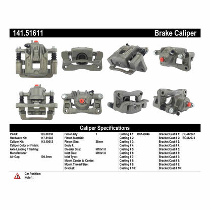 Centric Parts Semi-Loaded Brake Caliper 141.51611