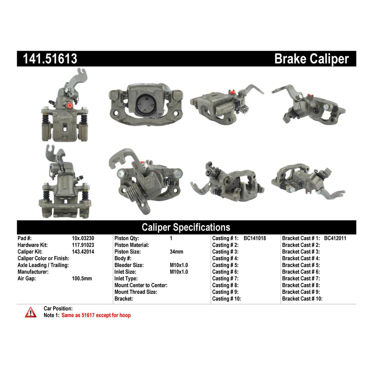 Centric Parts Semi-Loaded Brake Caliper 141.51613