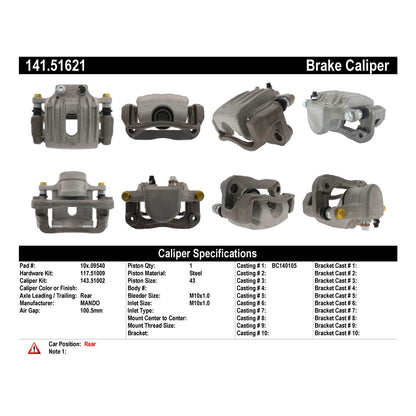 Centric Parts Semi-Loaded Brake Caliper 141.51621