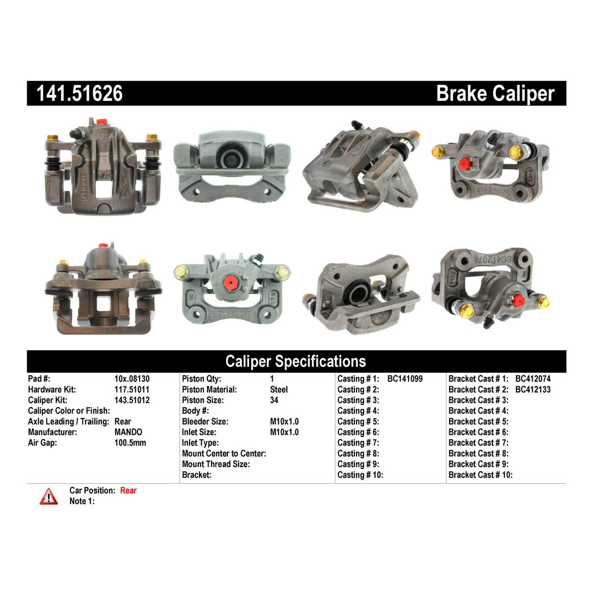 Centric Parts Semi-Loaded Brake Caliper 141.51626