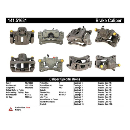 Centric Parts Disc Brake Caliper Semi-Loaded with Anti-Corrosion Finish for 141.51631