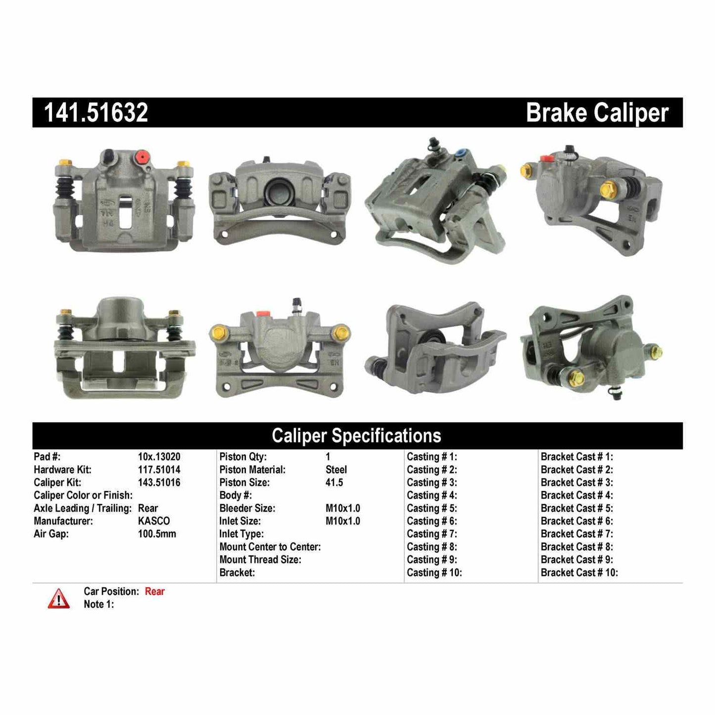 Stoptech Centric Semi-Loaded Brake Caliper - Rear Left 141.51632