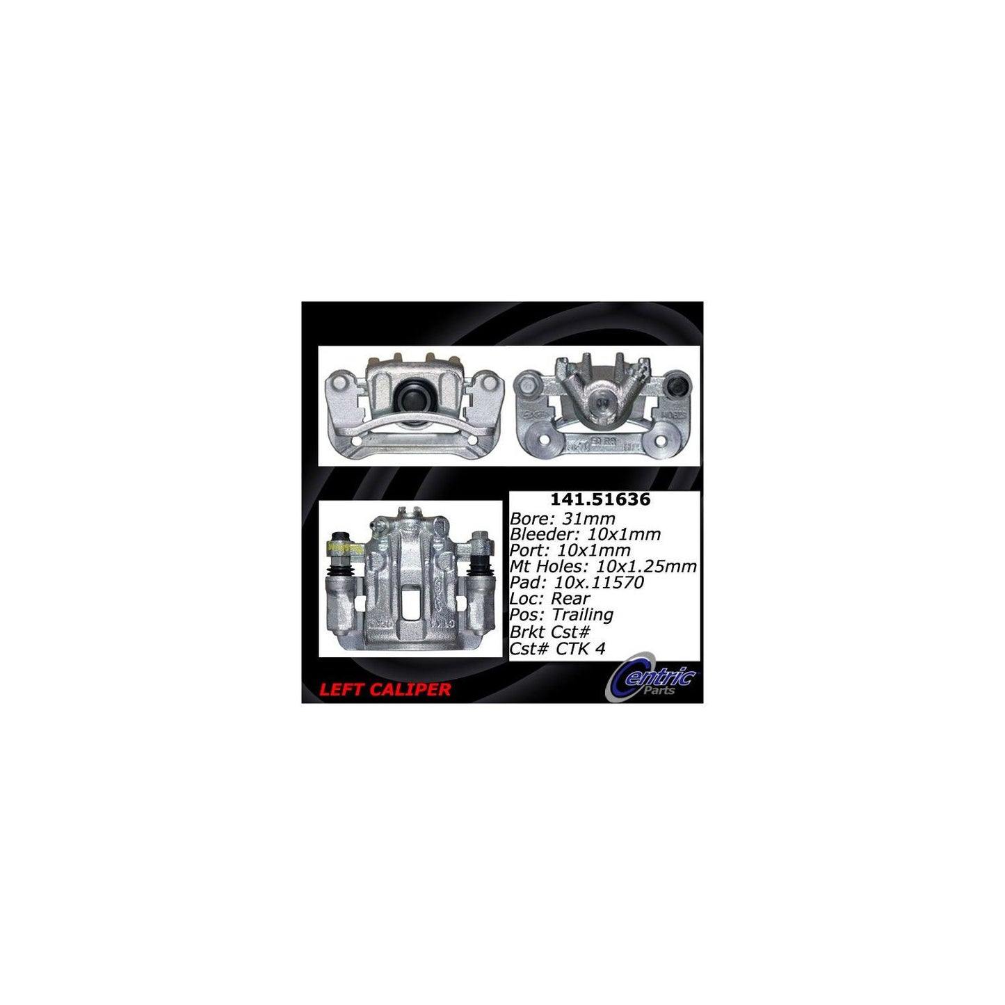 Centric Parts Disc Brake Caliper Semi-Loaded for 141.51636