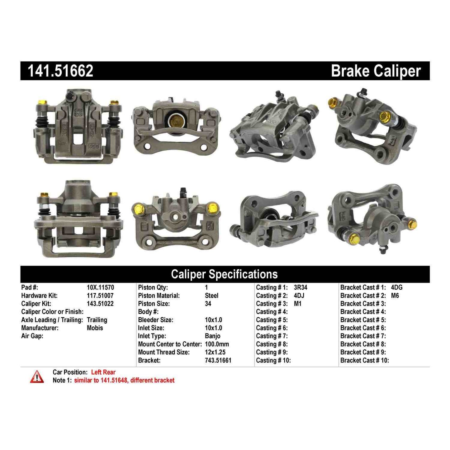 Centric Parts Semi-Loaded Brake Caliper 141.51662