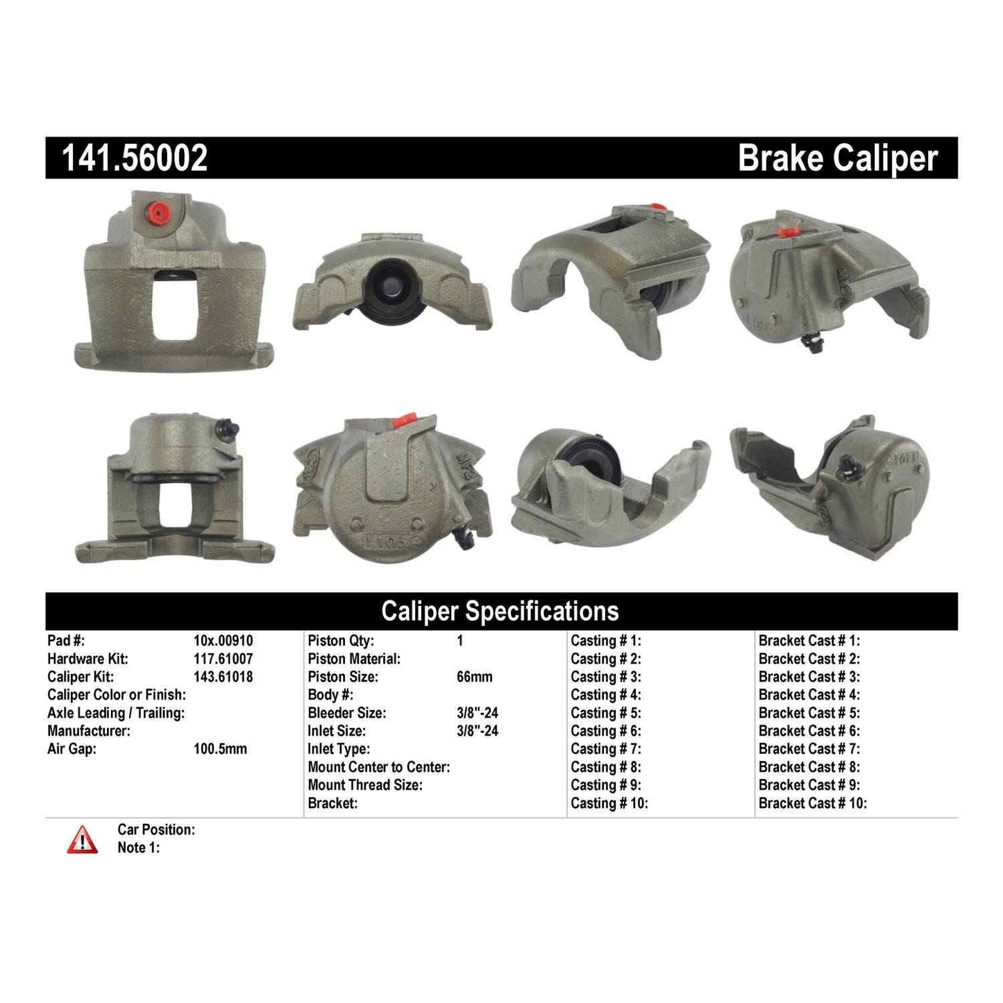 Centric Parts Semi-Loaded Brake Caliper with New Phenolic Pistons 141.56002