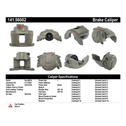 Centric Parts Semi-Loaded Brake Caliper with New Phenolic Pistons 141.56002